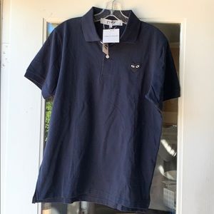 Comme des Garcons Navy Blue plus Black Polo Shirt